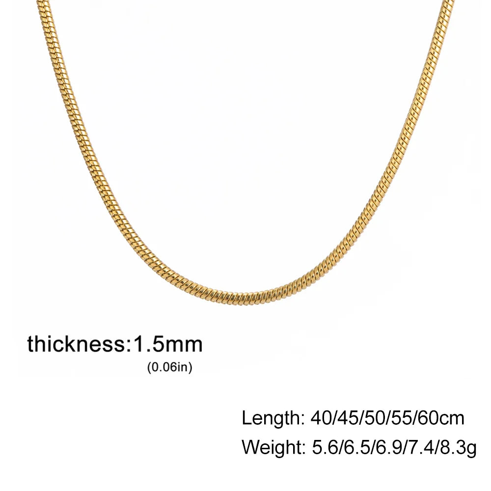 Skyrim Stainless Steel Gold Color Round Snake Chain Necklace Women Men Long Neck Chains Trendy Punk Jewelry Gift Wholesale
