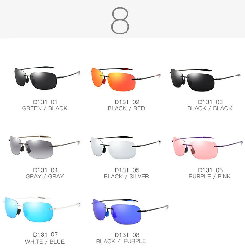 New Men's Rimless Sunglasses Sport Driving Sunglasses Ultra Light Rimless Glasses