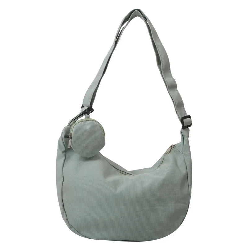 Women's Canvas Shoulder Bag Large Capacity Crossbody Chest Bag Casual Half Moon