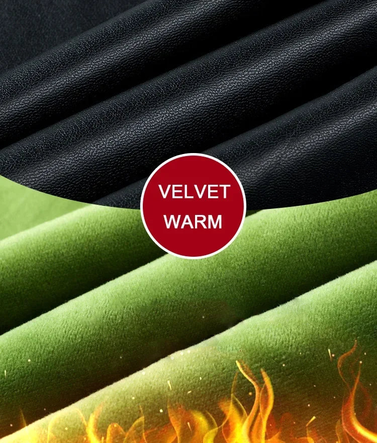 Women's Pants Velvet PU Leather Leggings Winter Ladies High Waist Fleece