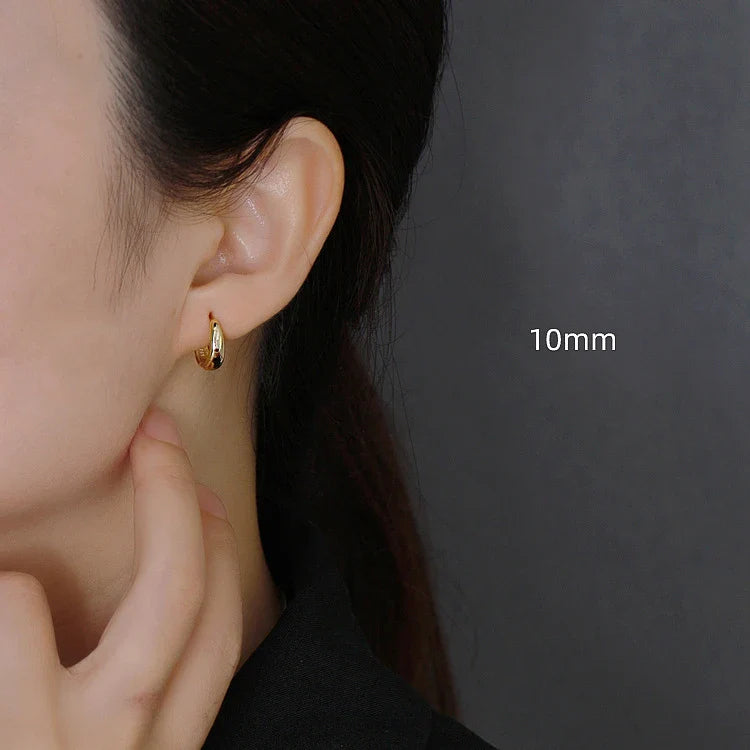 INZATT 100% 925 Sterling Silver 18K 6/7/8/9/10mm Round Hoop Earrings for Women Classic Fine Jewelry Minimalist Accessories