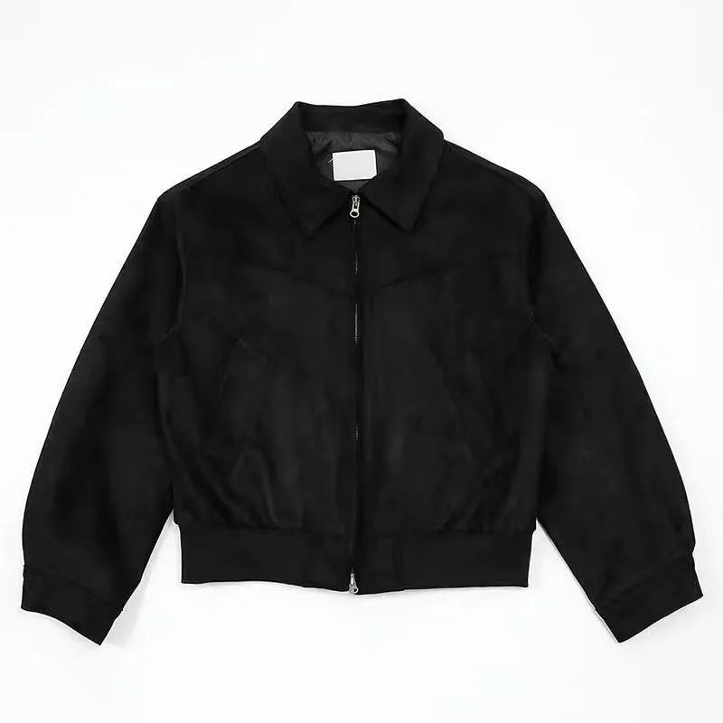 Autumn Loose Lapel Velvet Retro Suede Tooling Short Jacket For Men