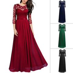 Plus Size 3XL Lace Evening Dress Long Luxury Elegant Robe Mixi Dress Wedding Party