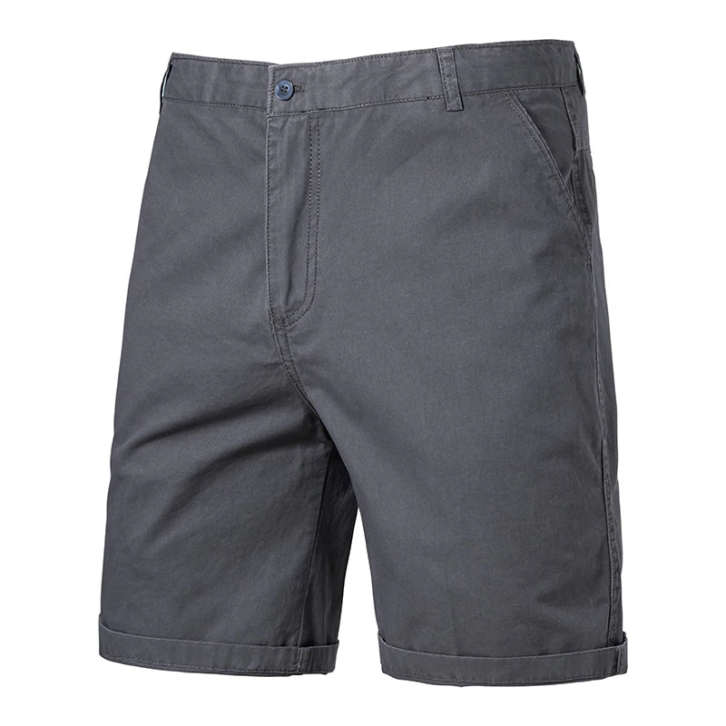 8 Colors Mens Cotton Casual Shorts Summer Business Casual Knee Pants Classic Khaki American Style Streetwear Golf Shorts Beige