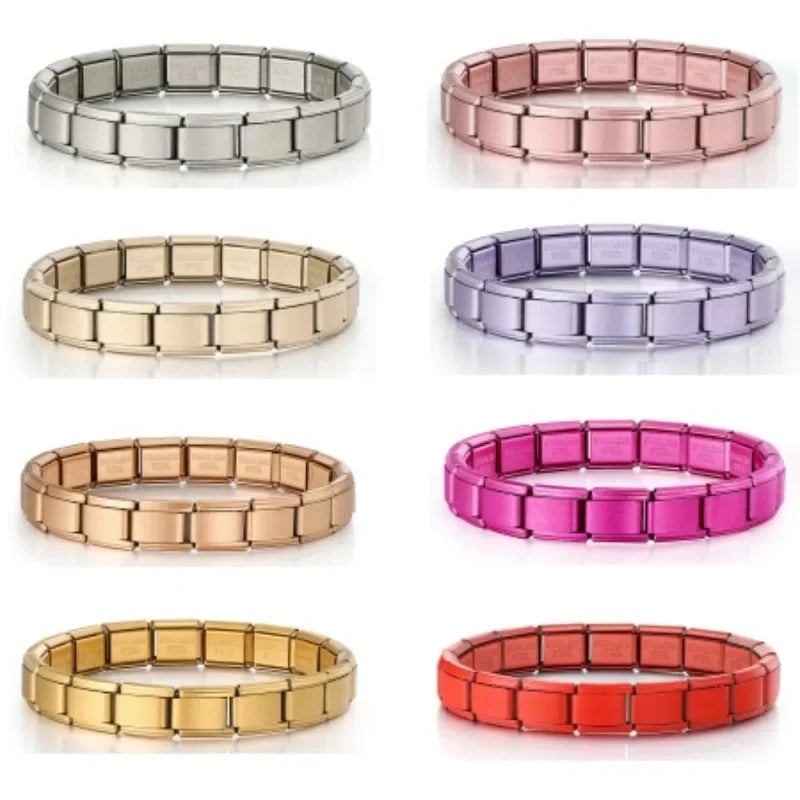 2025 New Men and Women Starry Colors 18 Pieces Italian Charm Fit 9mm Stainless Steel Modular Bracelet Wholesale Jewelry