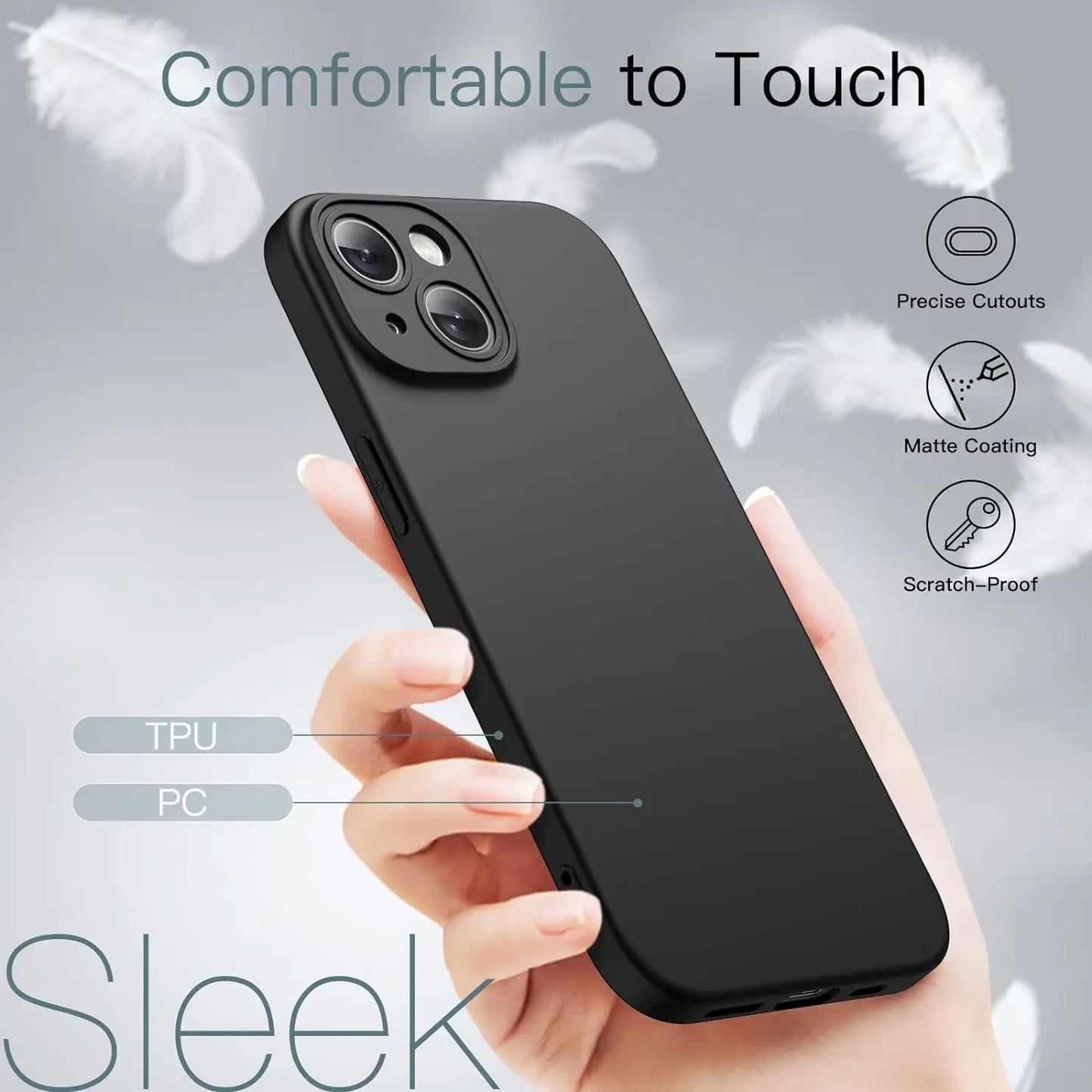 Matte Silicone Soft Case For iPhone 16 15 14 Plus 13 12 Mini 11 Pro Max Solid Black Back Cover Frosted Ultra Thin Shell