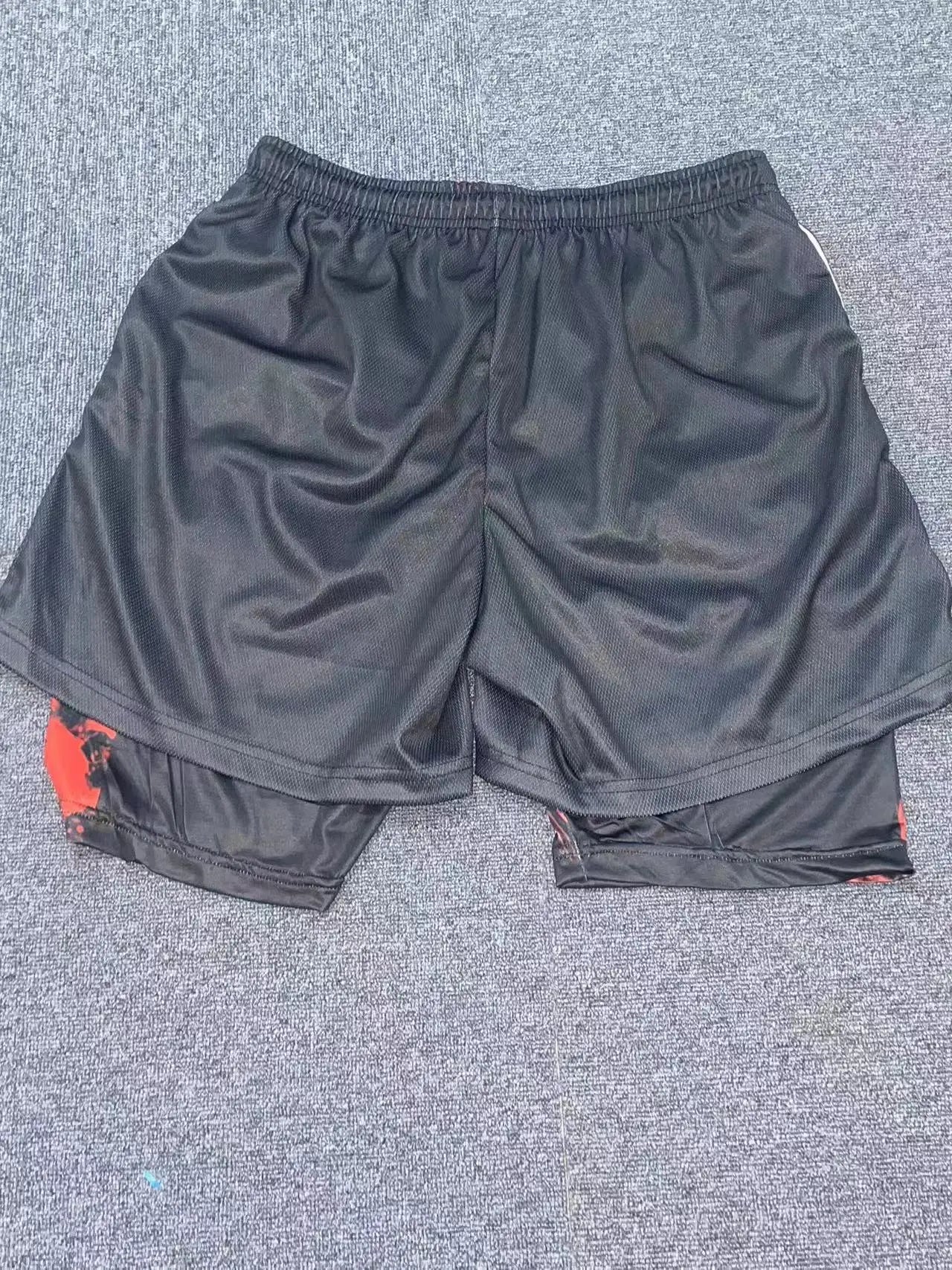 men's double layered shorts men anime high waisted oversized breathable sports