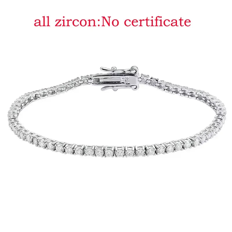 Smyoue 2MM D Color 100% Real Moissanite Tennis Bracelet for Women Lab Diamond Original Silver 925 Jewelry Hip Hop Party Chain
