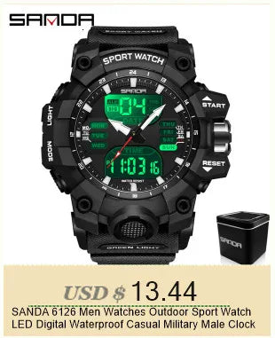 SANDA 6186 Simple Luxury Student Quartz Watch Clock Gift Outdoor Light Silicone Strap Wristwatch for Boy and Girl