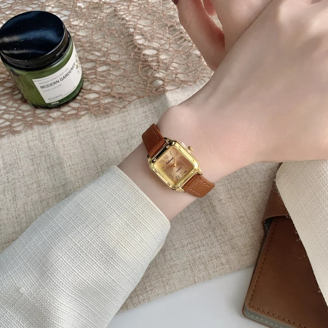 Women Watch Small Square Dial Thin Leather Strap Ladies Wristwatch Elegant Quartz Female Watches Casual reloj mujer
