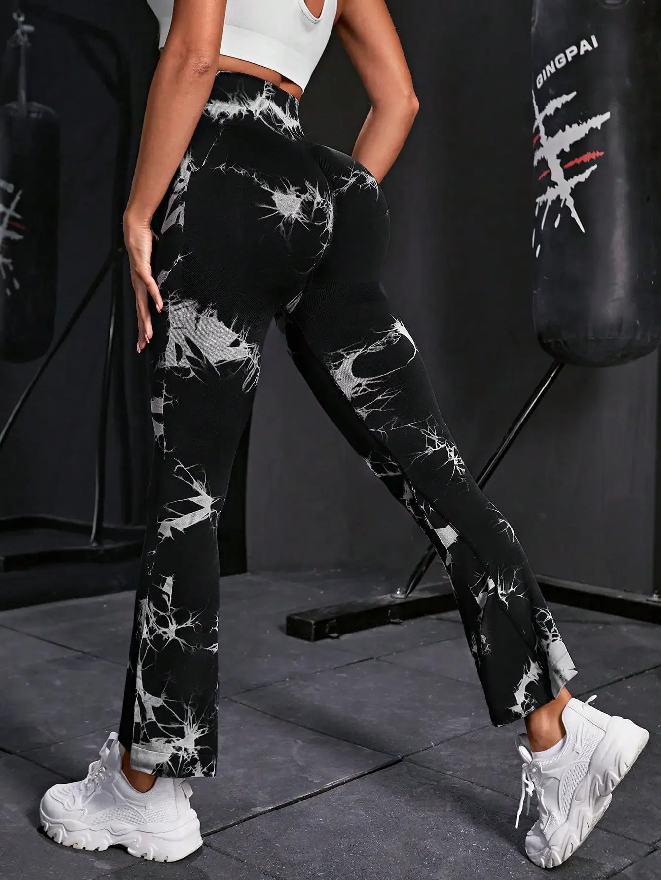 Women's Seamless Tie Dye Flared Leggings High Waisted Tummy Control Workout