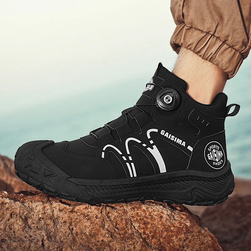 Street Yellow Men's Biker Boots Fashion Design Knob Motorcycle Boots Men British Style Casual Outdoor Leather Ankle Boots Man