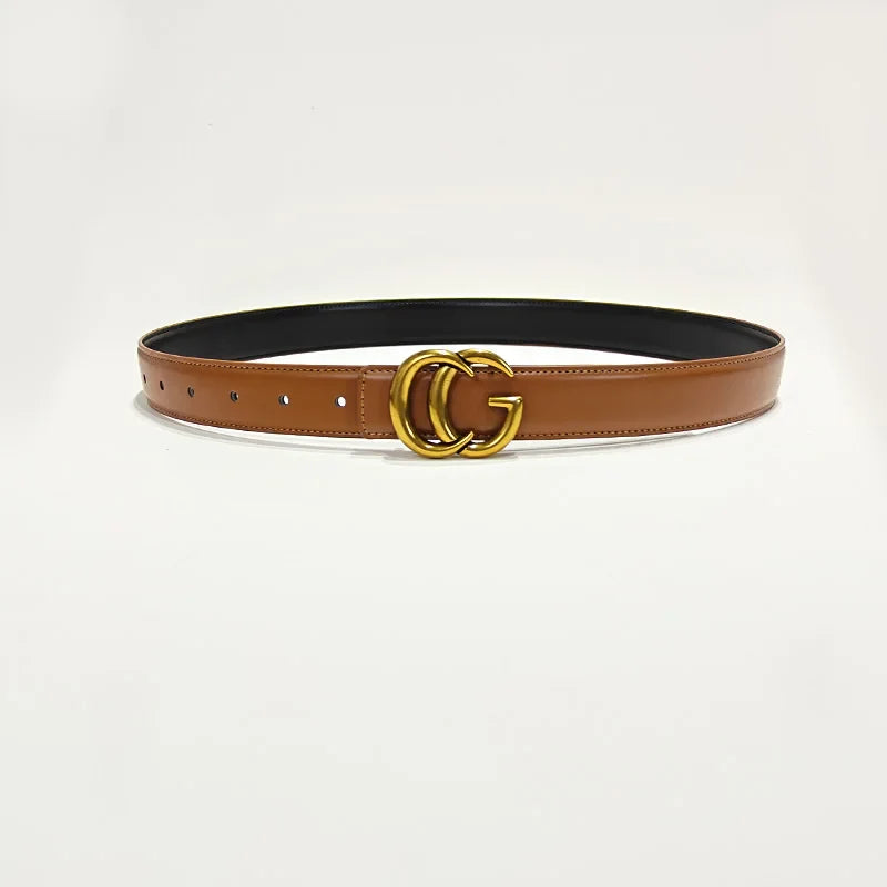 High Quality Luxury Designer Women's Fashion Genuine Leather Belts Female CG Letter Buckle  Dress Jeans Belts For Woman Elegant