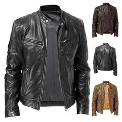 Motorcycle Mens PU Jacket Biker Leather Coats Windbreaker Leather Jacket Men