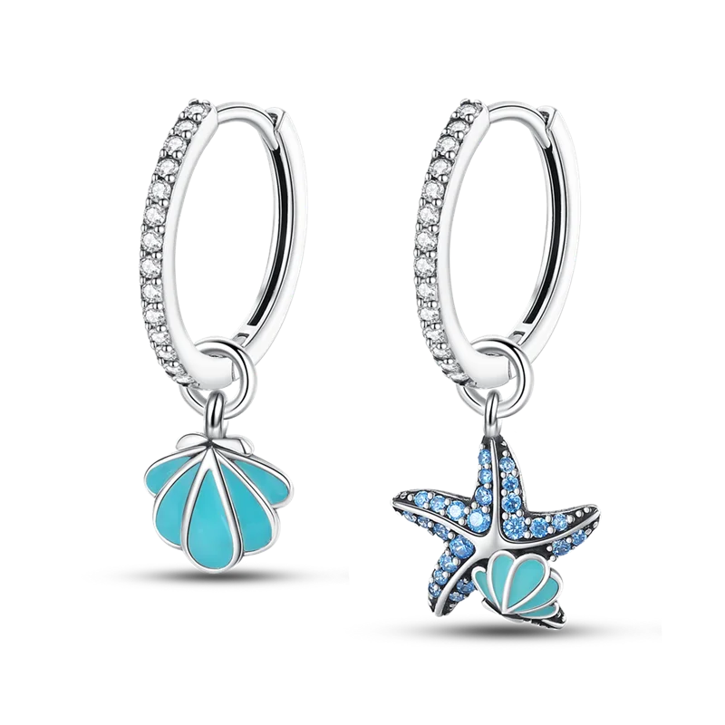 925 Silver Charms Plata De Ley 925 Jewelry Women Fashion Cute Tiny Clear Crystal CZ Stud Earrings Star Starfish Dolphin Earrings