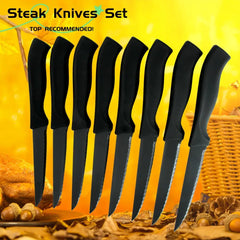 Table Knife Set  4/6/8Pcs Black Matte Comfort Handle Paring Knives German Stainless