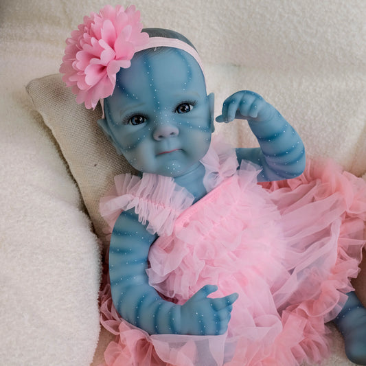 NPK 19-inch Full Body Bettie Avatar Collectible Art Doll - Soft Silicone Bebe Bath Toy Waterproof Hand-Painted Details