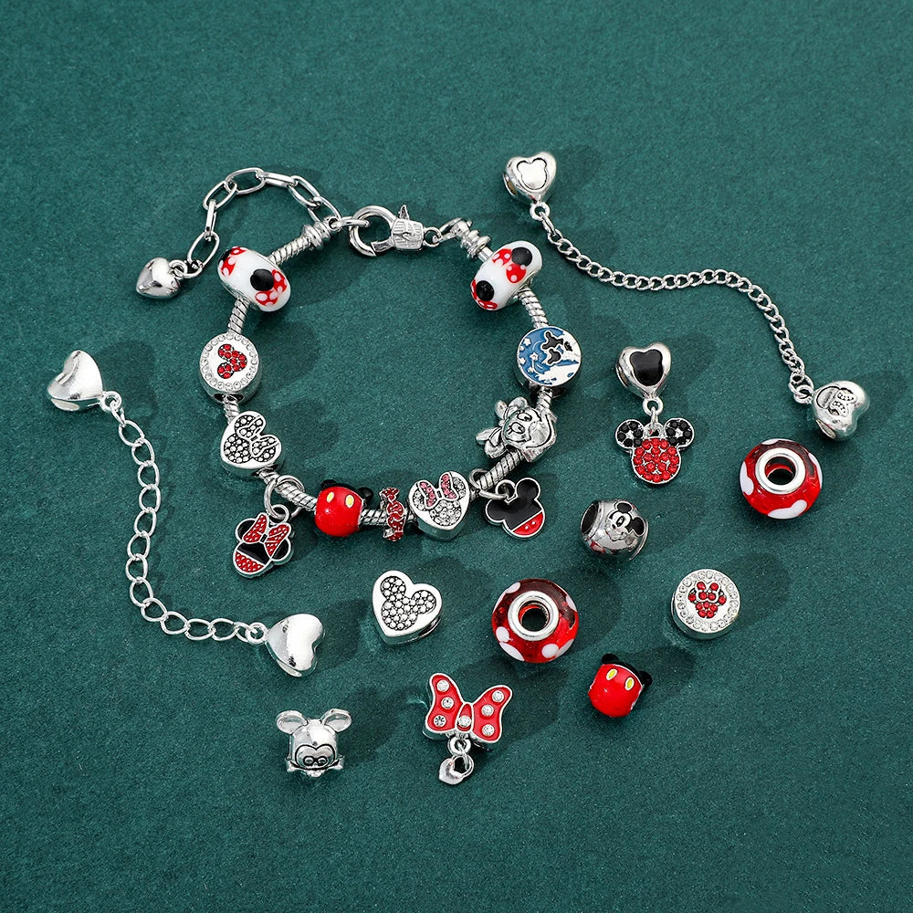 Disney Anime Mickey Mouse DIY Bracelet Fashion Charm Surprise Advent Blind Box for Friend Festival Jewelry Exquisite Gift