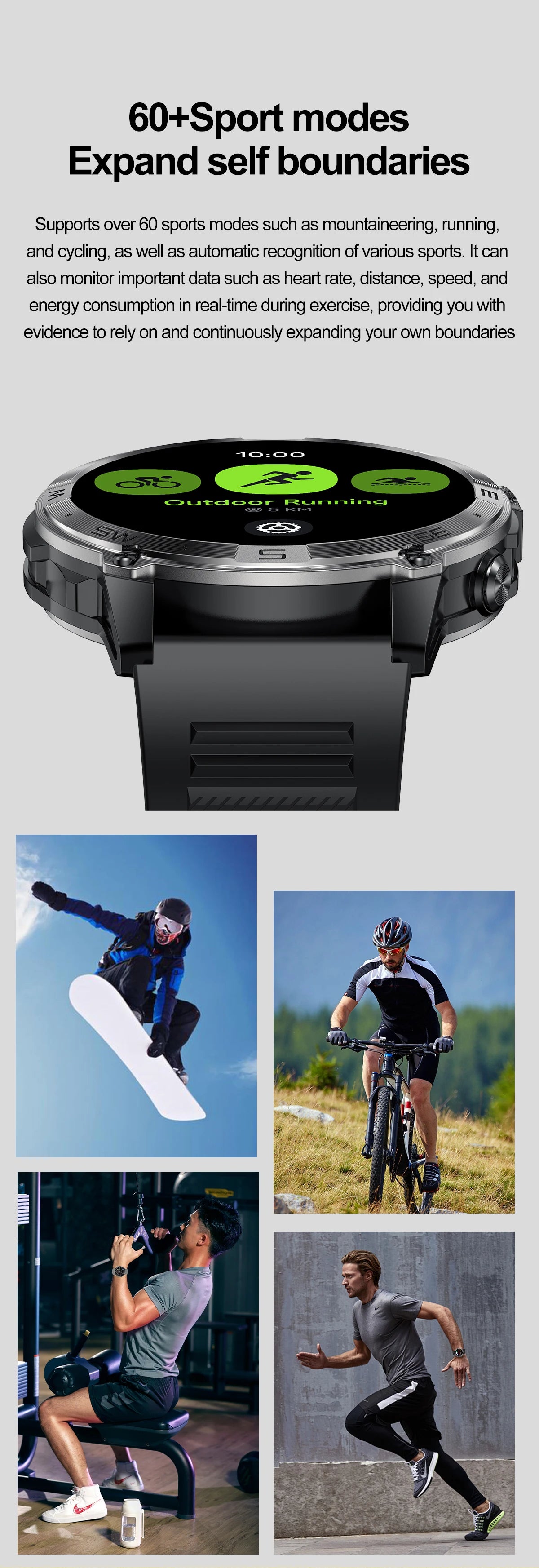 NORTH EDGE GPS Sports Smart Watch 1.43'' Amoled Display AOD Mens Watch Bluetooth Call Altitude Barometer Compass IP68 Waterproof