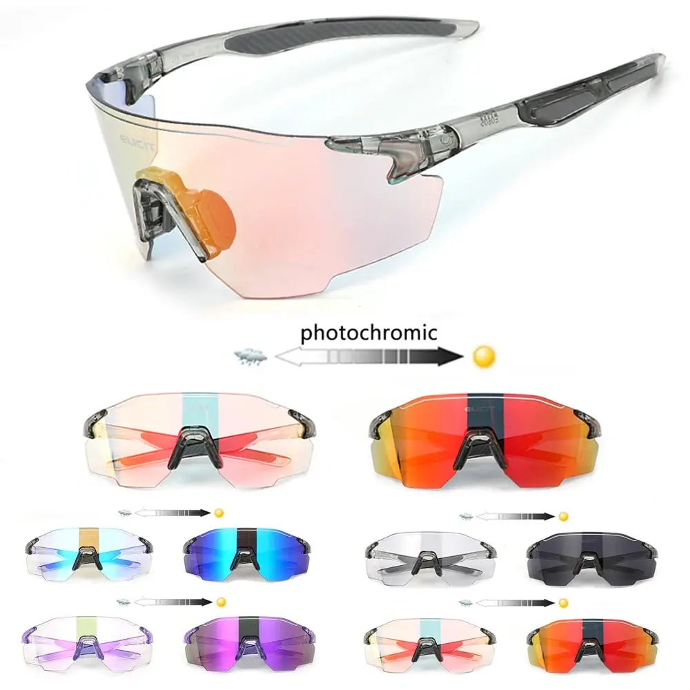 ELICIT New Photochromic Polarized Cycling Glasses Men Women Bike Glasses UV400 Eyewear Sunglasses HikingMTB Road Bicycle Goggles