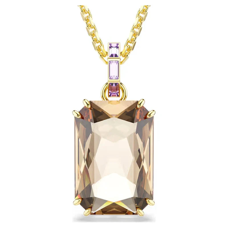 Original 2025 New Trend Anniversary Jewelry Set Charm Luxury Gold Purple Water Drop Crystal Fashion Women NecklaRce ing Earrings