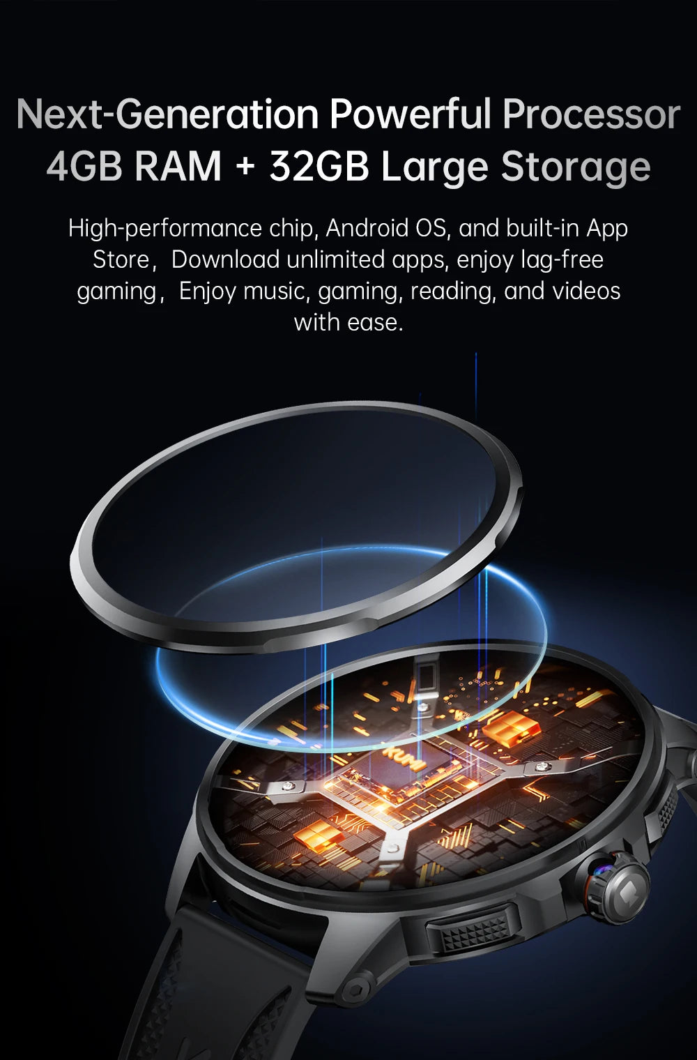 KUMI Watch X3 Pro Android 4G WiFi Smartwatch, 1.75" AMOLED, GPS, 200MP Camera, 32GB, Waterproof, Fitness Tracking Smart Watch