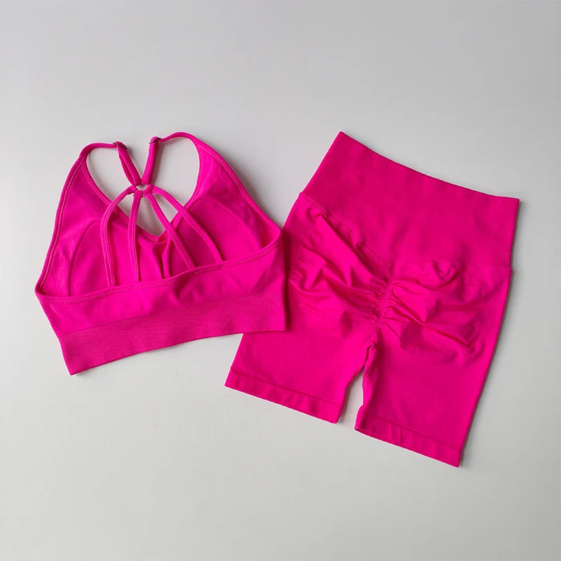 High Waisted Fitness Suit Suspender Beautiful Back Bra Yoga Suit Women