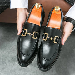 Fashion Loafers Men Formal Shoes Business Brown Slip-On Driving Shoes