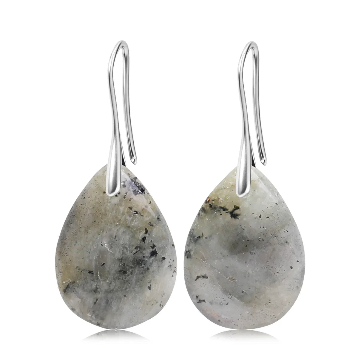 Natural Stone Pendant Women's Teardrop Earrings Elegant Gem Jewelry Creative Gift Black Obsidian Amethyst Rose Quartz Earrings