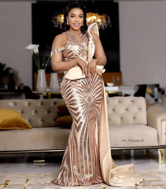 Evening wear Dresses: Mermaid Prom Dresses Sequins Evening Party Gowns