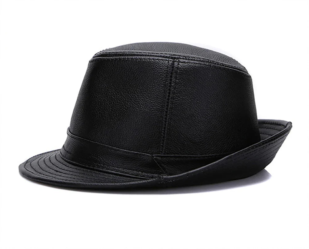 2026  Autumn Men Real Genuine Cowhide Leather Top Hats Men Fashion Caps Winter Warm New Cowboy  100% Real Cowhide Leather Hats