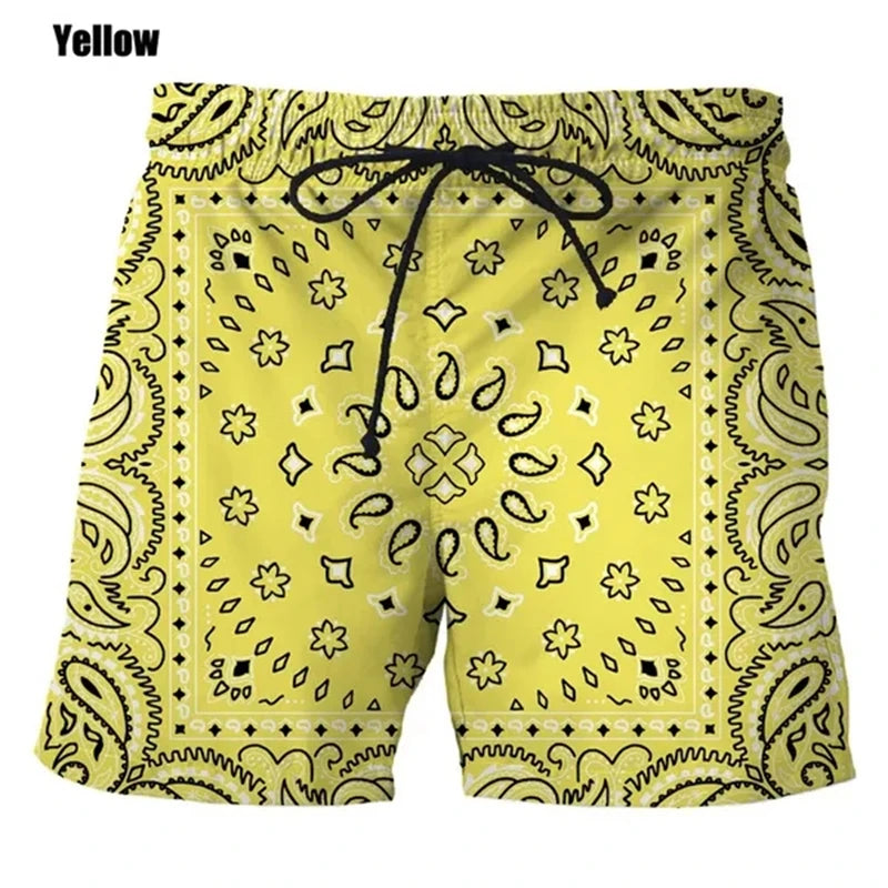 New Bandana Pattern Men Women 3D Printing Harajuku Style Beach Short Pants Causal Fashion Water Sport Gym Pant Surf Board Shorts