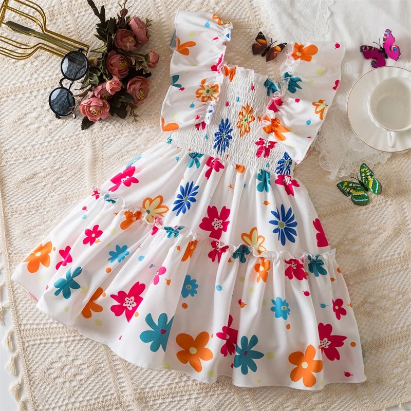 Children Girls Dress Red Christmas Spring Long Sleeved Dresses for Kids