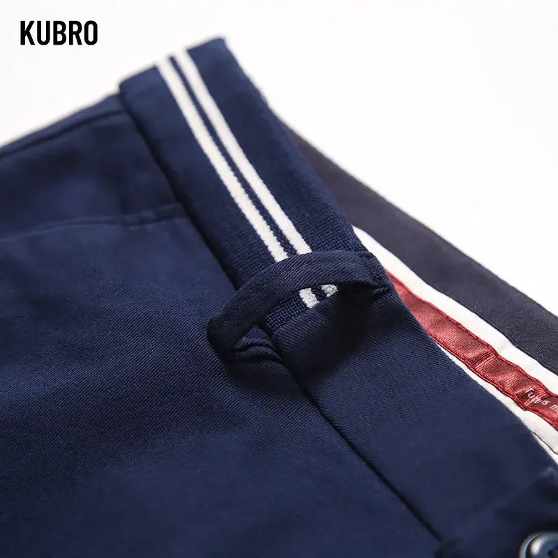 Stripe Pants Men's Classic Business Elastic Waist Slim Formal Suit Casual Trousers