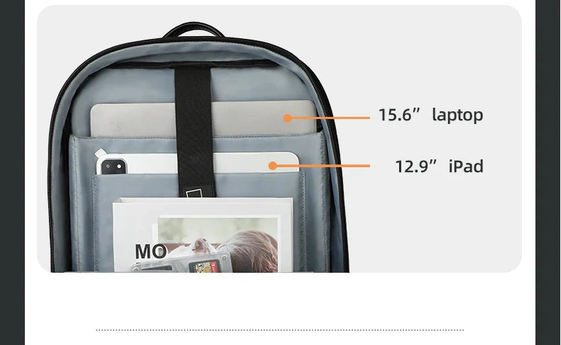 HK Stylish Business Backpack for Men Waterproof 15.6 inch Flap Laptop Backpack Multiple Pockets Casual Daypack for Work School