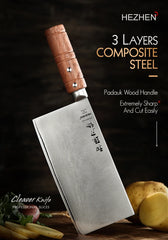 7 Inches Slicing Knife Stainless Steel 3 Layer Composite Steel Professional