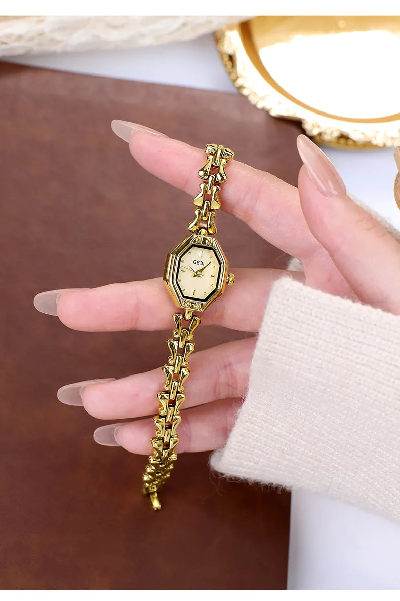 GEDI Brand Ladies Watches are Exquisite Light Luxury Retro Metal Bracelets high-end Waterproof Women Fashion Quartz Wristwatches