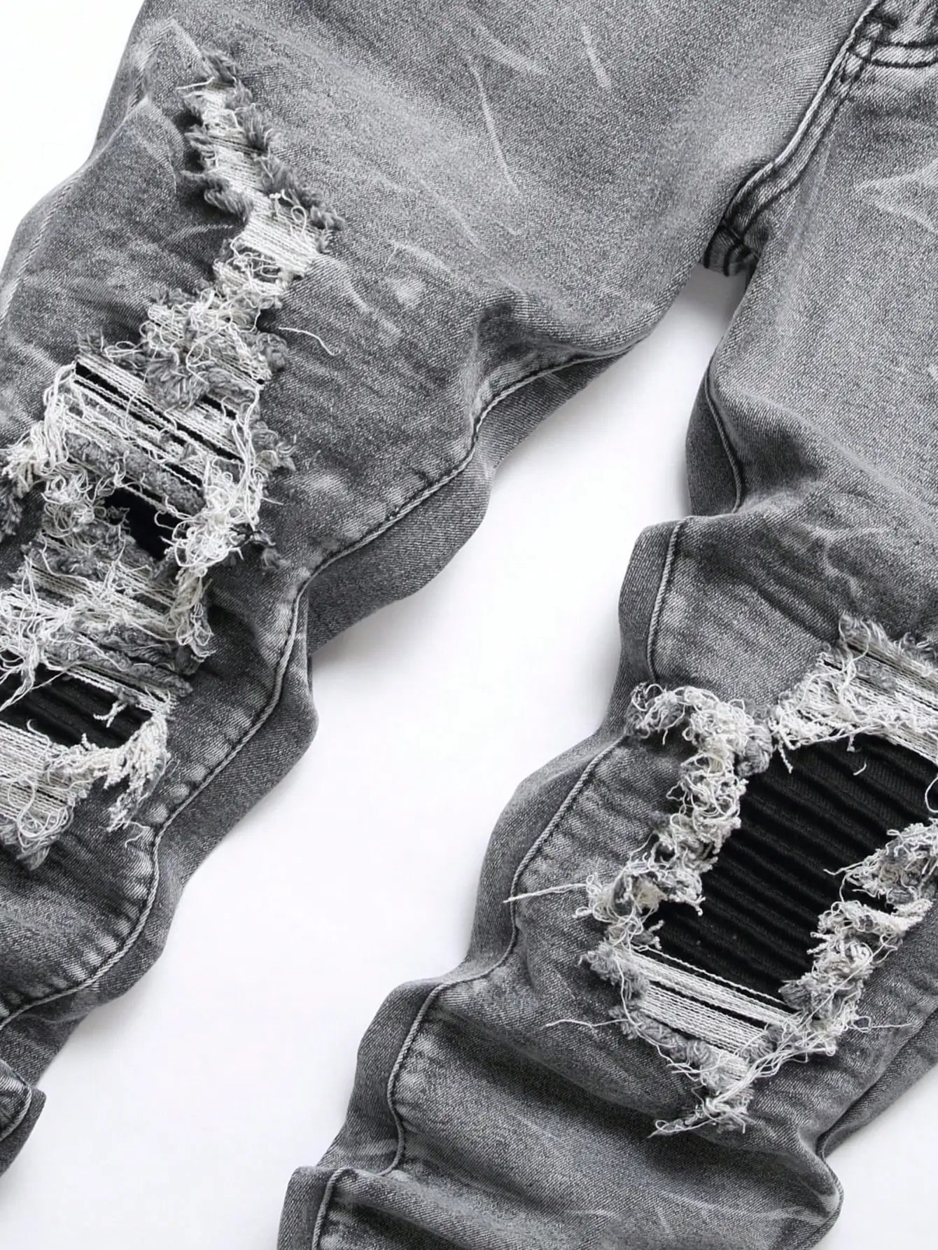 Men‘s Stretchy Denim Jeans Streetwear Tearing Patchwork Holes Ripped Denim
