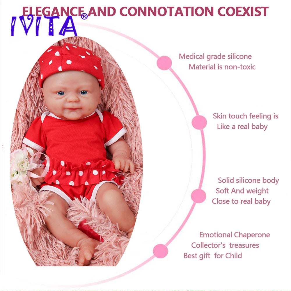 IVITA 100% Full Body Silicone Reborn Baby Dolls Painted Realistic Baby Doll Wholesale Lifelike Toys for Children Christmas Gift