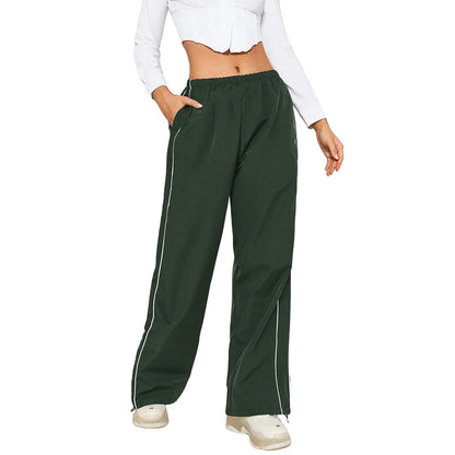 Y2K Baggy Cargo Pants for Women Drawstring Elastic Low Waist Parachute Pants