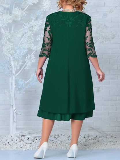 Plus Size Dresses for Women 2024 Embroidery Floral Patchwork Fall Wedding Guest Dress Green Formal Party Prom Womens Clothes