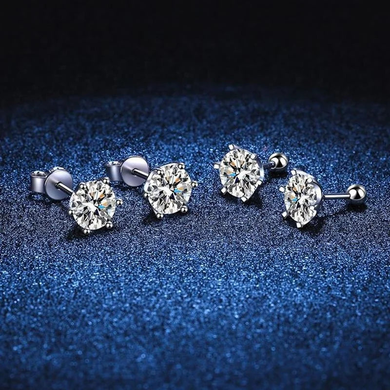 Gica Gema 0.5-2ct Moissanite Screw Stud Earrings D Color 925 Sterling Silver Diamond Earrings For Women Wedding Fine Jewelry