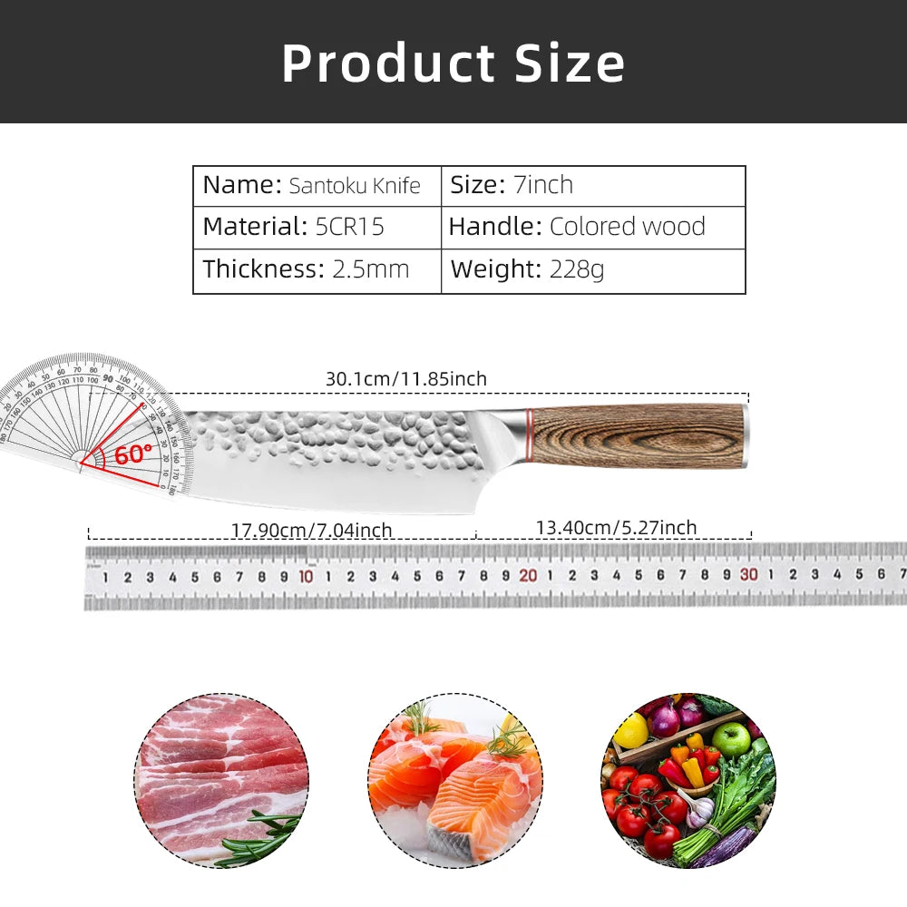 Kitchen Knife Stainless Steel Japanese Chef Knife Full Tang Forged Cleaver Butcher Knife