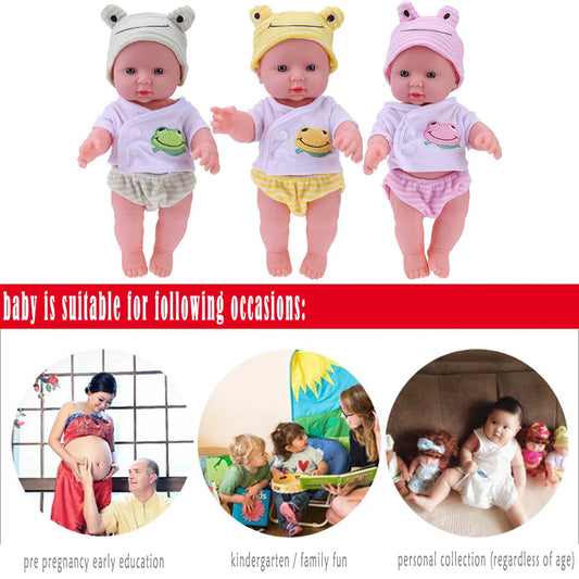 30cm Reborn Girl Baby Doll Soft Elastic PVC 3D Simulation Baby Dolls Movable Prepregnancy Morning Education Baby Companion Toys