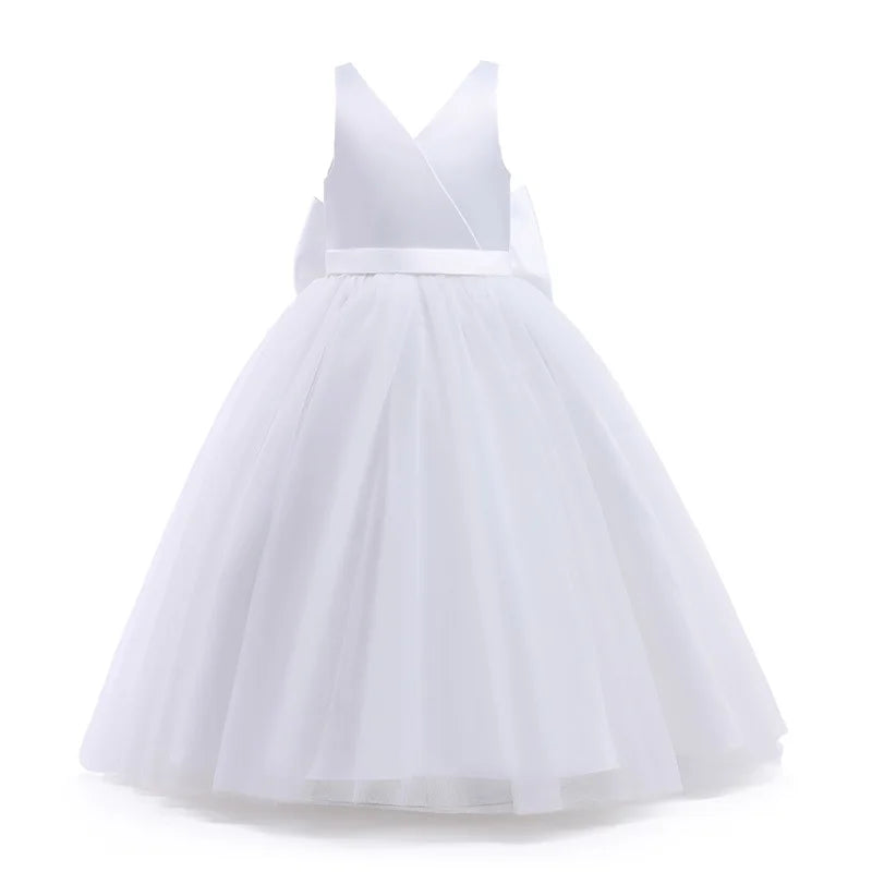 Summer Elegant Teenage Girls Evening Party Formal Prom Long Gown Kids Backless Birthday Wedding Princess Dress for Girls 5-14Yrs
