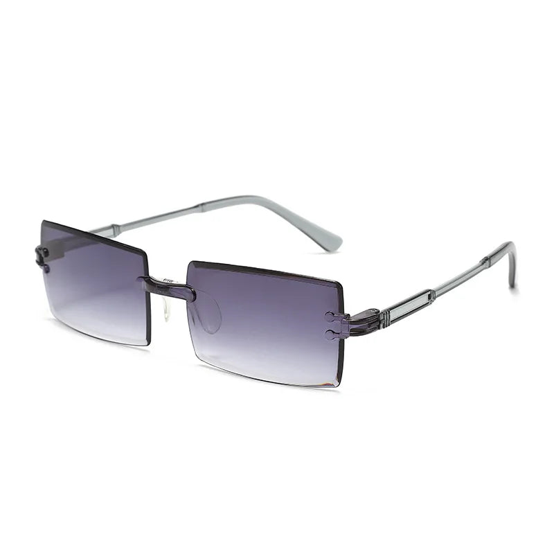 20 Pcs Per Set Rimless Rectangle Sunglasses Fashion Gradient Ocean Lenses Shades Ins Trendy Beach Vacation Sun Glasses