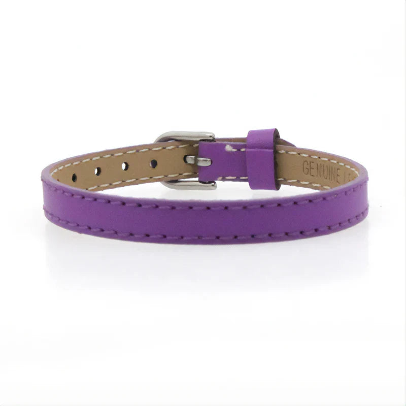 20pcs Real Leather Bracelet Band 8/10mm Width 21cm Length Through Slide Charms Letters Alphabet DIY Jewelry For Women Kids Gift