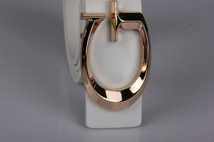 Men's and Women's Casual Fashion Belt  Korean Version Gold Buckle Belt Trendy I-shaped Buckle Belt