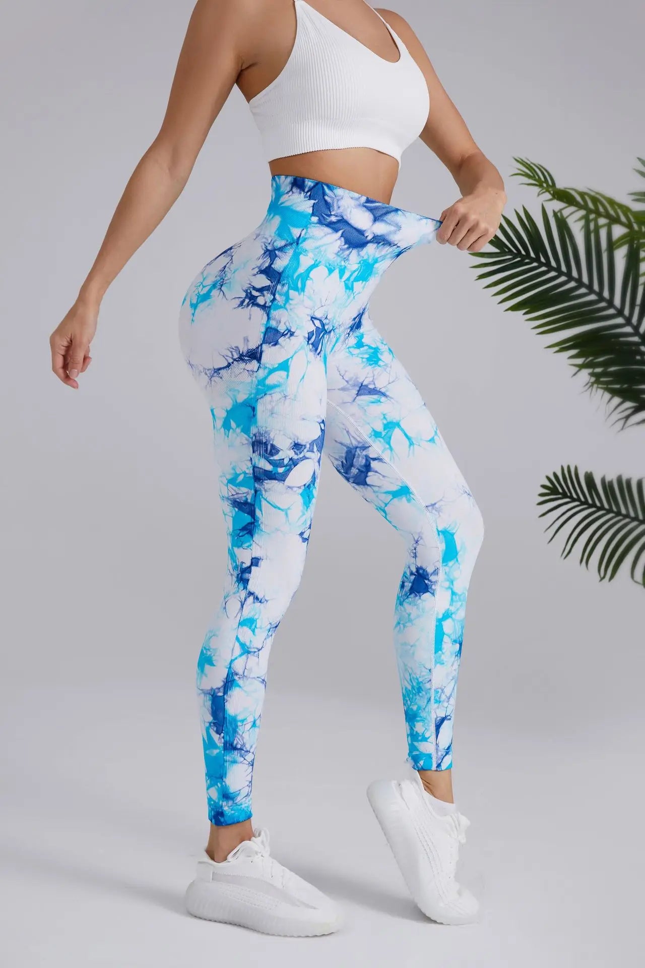 Seamless Peach Yoga Pants Women's Dual Color Tie Dye Tie Float High Waist Sports