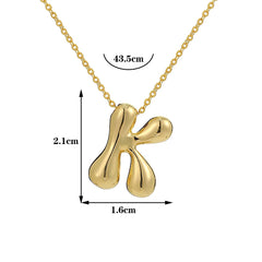 Gold Color Chunky Balloon Bubble Initial Letter Pendant Choker Necklaces